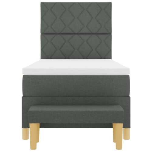 Box spring krevet Tamno siva 190 x 90 cm tkanina - Tamno siva 90 x 190 cm Dizajn s rombovima Cijena