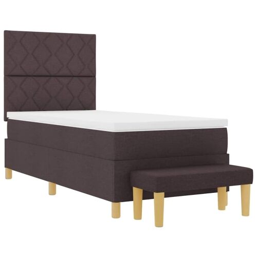 Box spring krevet Tamno smeđa 190 x 90 cm tkanina - Tamno smeđa 90 x 190 cm Dizajn s rombovima Cijena