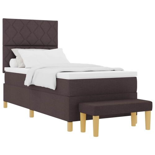 Box spring krevet Tamno smeđa 190 x 90 cm tkanina - Tamno smeđa 90 x 190 cm Dizajn s rombovima Cijena