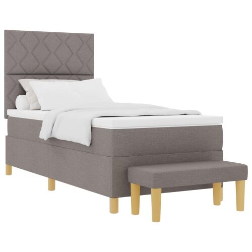 Box spring krevet Sivo-smeđa 190 x 90 cm tkanina - Sivo-smeđa 90 x 190 cm Dizajn s rombovima Cijena