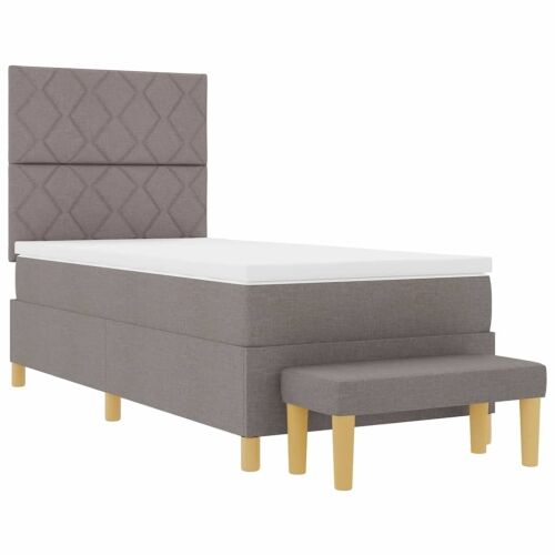 Box spring krevet Sivo-smeđa 190 x 90 cm tkanina - Sivo-smeđa 90 x 190 cm Dizajn s rombovima Cijena