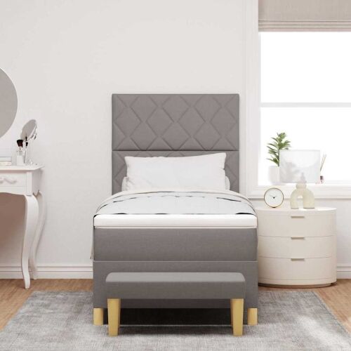 Box spring krevet Sivo-smeđa 190 x 90 cm tkanina - Sivo-smeđa 90 x 190 cm Dizajn s rombovima Cijena