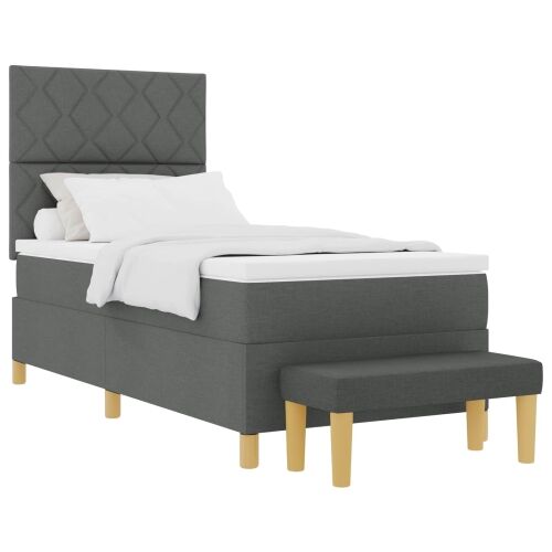 Box spring krevet Tamno siva 200 x 90 cm tkanina - Tamno siva 90 x 200 cm Dizajn s rombovima Cijena