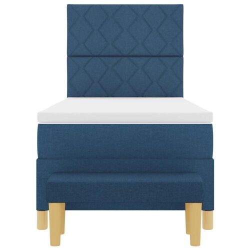 Box spring krevet s jastukom Plava 200 x 90 cm tkanina - Plava 90 x 200 cm Dizajn s rombovima Cijena
