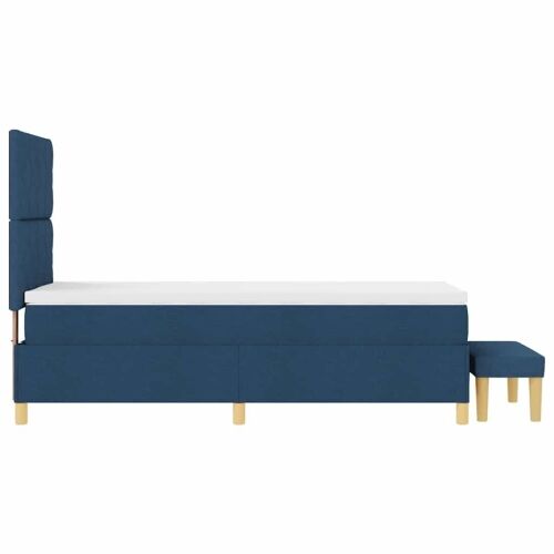 Box spring krevet s jastukom Plava 200 x 90 cm tkanina - Plava 90 x 200 cm Dizajn s rombovima Cijena