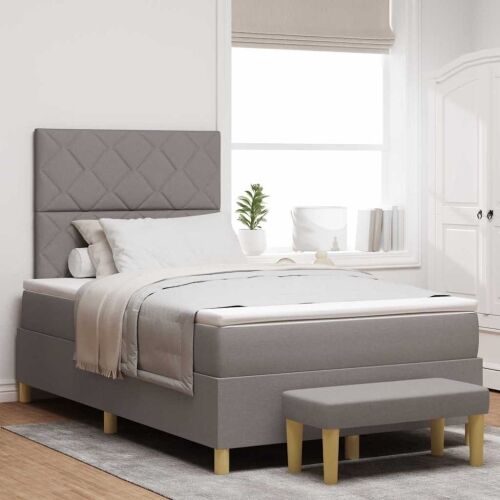 Box spring krevet Sivo-smeđa 190 x 120 cm tkanina - Sivo-smeđa 120 x 190 cm Dizajn s rombovima Cijena