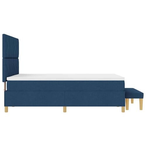 Box spring krevet s jastukom Plava 190 x 140 cm tkanina - Plava 140 x 190 cm Dizajn s rombovima Cijena