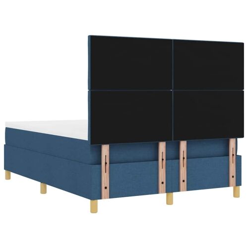 Box spring krevet s jastukom Plava 190 x 140 cm tkanina - Plava 140 x 190 cm Dizajn s rombovima Cijena