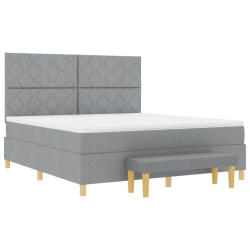 Box spring krevet Svjetlosiva 200 x 180 cm tkanina - Svjetlosiva 180 x 200 cm Dizajn s rombovima Cijena