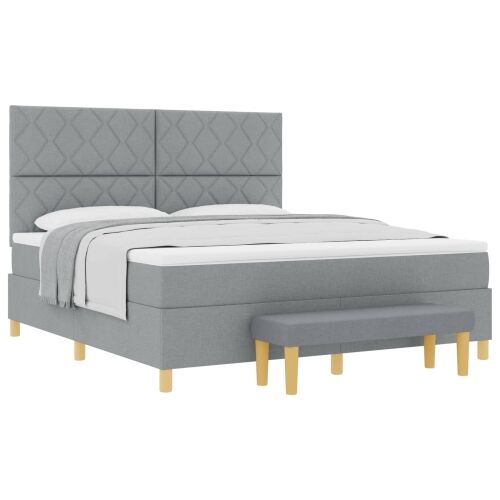Box spring krevet Svjetlosiva 200 x 180 cm tkanina - Svjetlosiva 180 x 200 cm Dizajn s rombovima Cijena