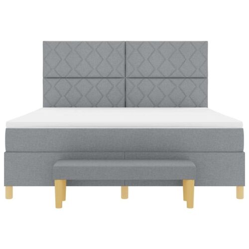 Box spring krevet Svjetlosiva 200 x 180 cm tkanina - Svjetlosiva 180 x 200 cm Dizajn s rombovima Cijena