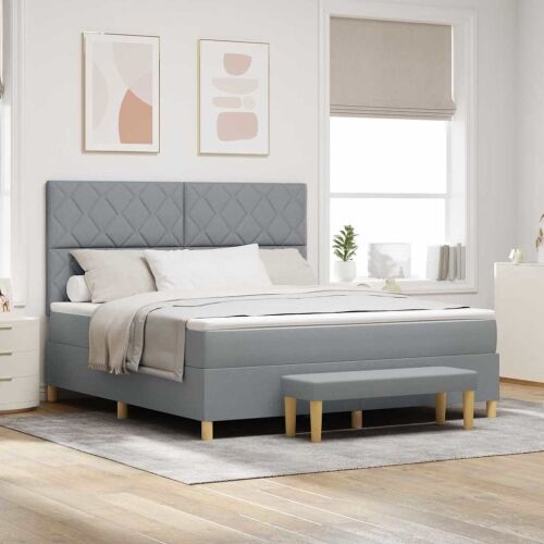 Box spring krevet Svjetlosiva 200 x 180 cm tkanina - Svjetlosiva 180 x 200 cm Dizajn s rombovima Cijena