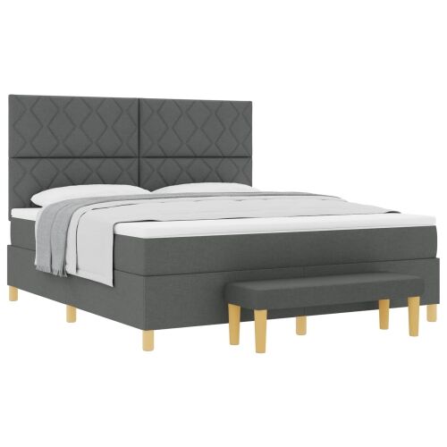 Box spring krevet Tamno siva 200 x 180 cm tkanina - Tamno siva 180 x 200 cm Dizajn s rombovima Cijena