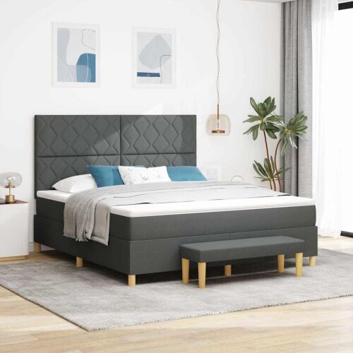 Box spring krevet Tamno siva 200 x 180 cm tkanina - Tamno siva 180 x 200 cm Dizajn s rombovima Cijena