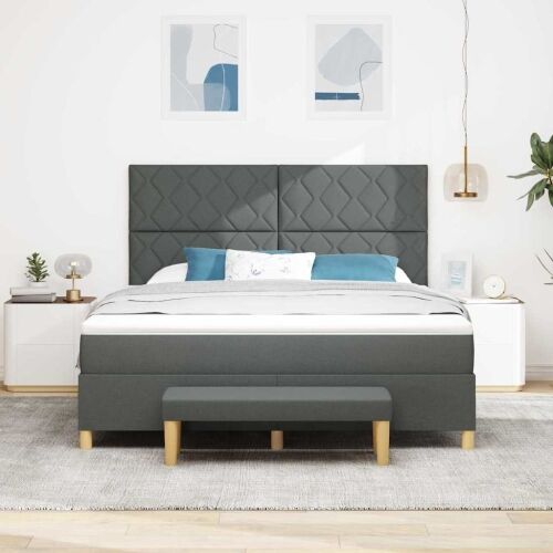 Box spring krevet Tamno siva 200 x 180 cm tkanina - Tamno siva 180 x 200 cm Dizajn s rombovima Cijena