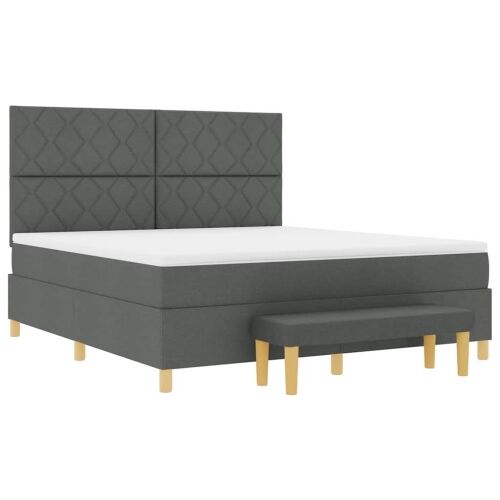 Box spring krevet Tamno siva 200 x 180 cm tkanina - Tamno siva 180 x 200 cm Dizajn s rombovima Cijena