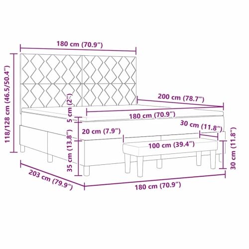 Box spring krevet Tamno siva 200 x 180 cm tkanina - Tamno siva 180 x 200 cm Dizajn s rombovima Cijena