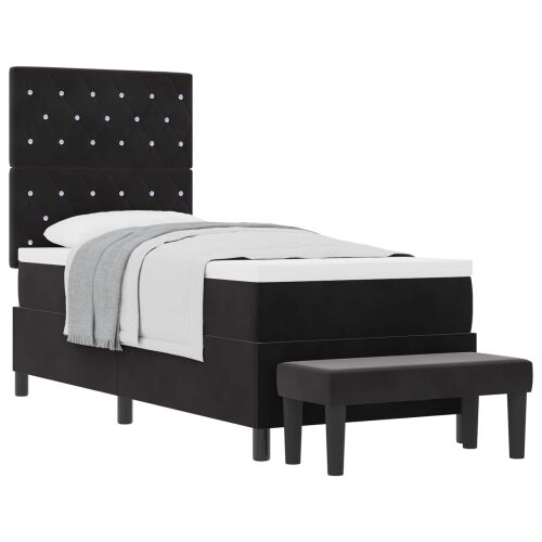 Box spring krevet s uzglavljem Crna 200 x 80 cm Baršun - Crna 80 x 200 cm Kristal s dugmadima Cijena