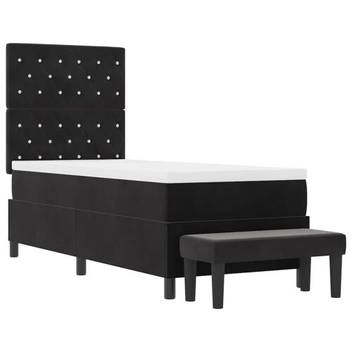 Box spring krevet s uzglavljem Crna 200 x 80 cm Baršun - Crna 80 x 200 cm Kristal s dugmadima Cijena