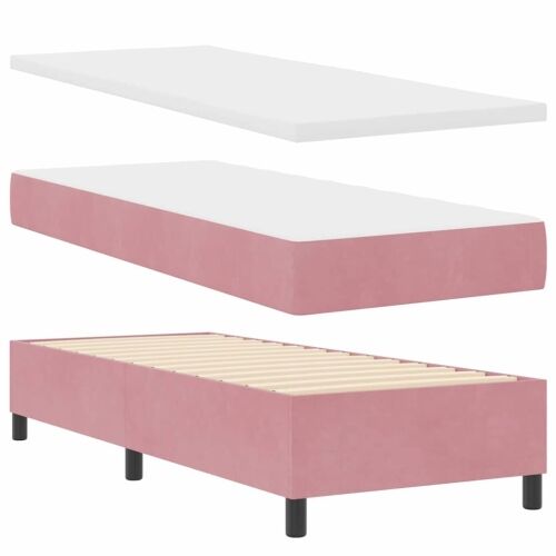 Box spring krevet Ružičasta 200 x 80 cm Baršun - Ružičasta 80 x 200 cm Kristal s dugmadima Cijena