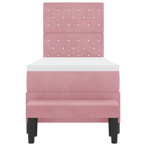 Box spring krevet Ružičasta 200 x 80 cm Baršun - Ružičasta 80 x 200 cm Kristal s dugmadima Cijena