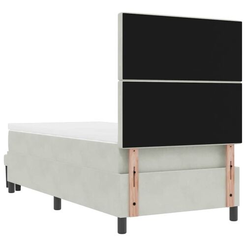 Box spring krevet Svjetlosiva 190 x 90 cm Baršun - Svjetlosiva 90 x 190 cm Kristal s dugmadima Cijena