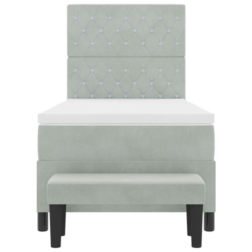 Box spring krevet Svjetlosiva 190 x 90 cm Baršun - Svjetlosiva 90 x 190 cm Kristal s dugmadima Cijena
