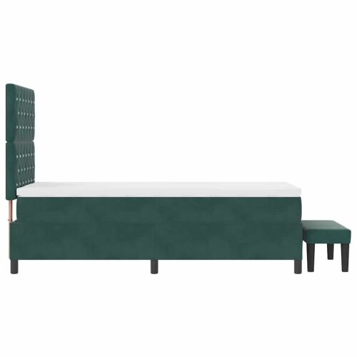 Box spring krevet Tamnozelena 190 x 90 cm Baršun - Tamnozelena 90 x 190 cm Kristal s dugmadima Cijena
