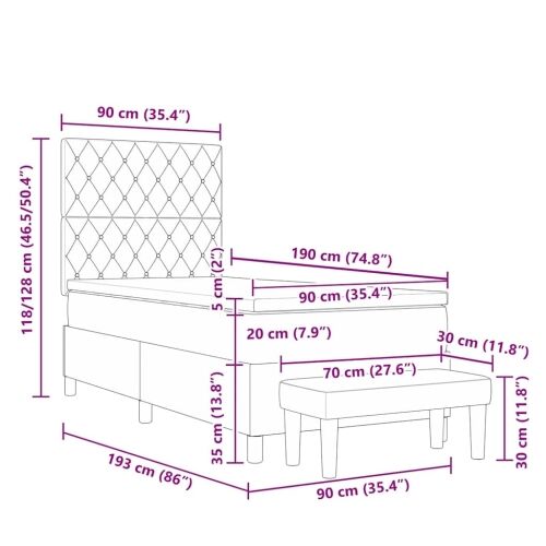 Box spring krevet Tamnozelena 190 x 90 cm Baršun - Tamnozelena 90 x 190 cm Kristal s dugmadima Cijena