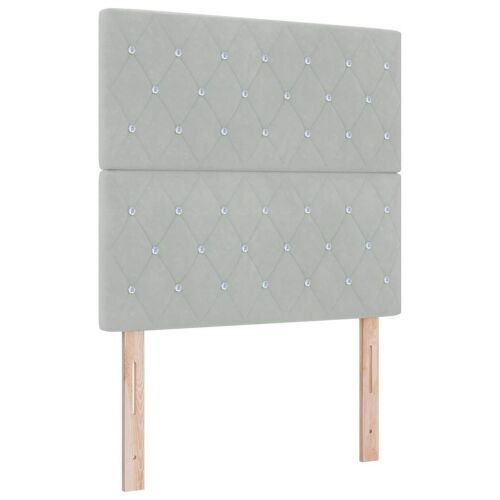 Box spring krevet Svjetlosiva 200 x 90 cm Baršun - Svjetlosiva 90 x 200 cm Kristal s dugmadima Cijena