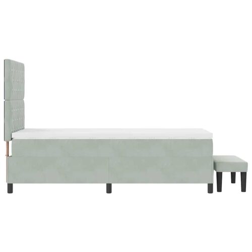Box spring krevet Svjetlosiva 200 x 90 cm Baršun - Svjetlosiva 90 x 200 cm Kristal s dugmadima Cijena