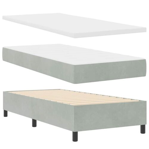 Box spring krevet Svjetlosiva 200 x 90 cm Baršun - Svjetlosiva 90 x 200 cm Kristal s dugmadima Cijena