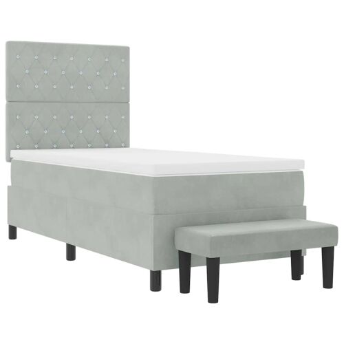 Box spring krevet Svjetlosiva 200 x 90 cm Baršun - Svjetlosiva 90 x 200 cm Kristal s dugmadima Cijena