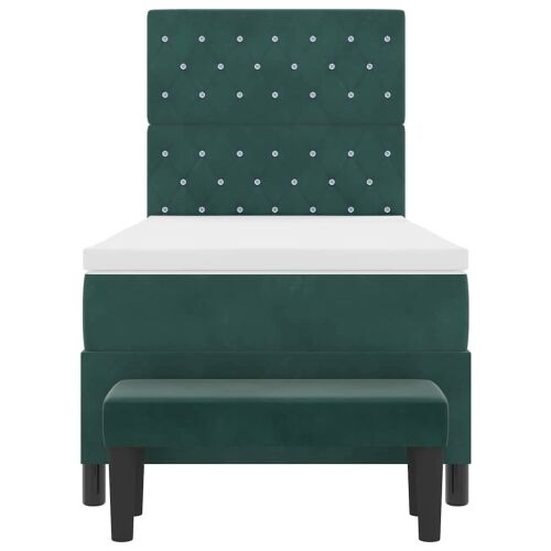 Box spring krevet Tamnozelena 200 x 90 cm Baršun - Tamnozelena 90 x 200 cm Kristal s dugmadima Cijena