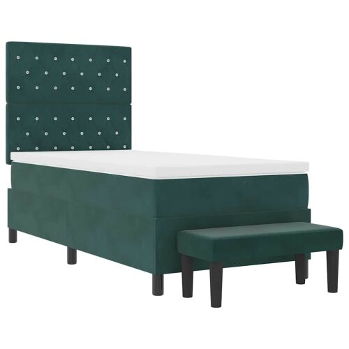 Box spring krevet Tamnozelena 200 x 90 cm Baršun - Tamnozelena 90 x 200 cm Kristal s dugmadima Cijena
