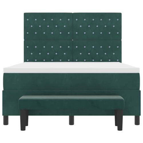 Box spring krevet Tamnozelena 200 x 140 cm Baršun - Tamnozelena 140 x 200 cm Kristal s dugmadima Cijena