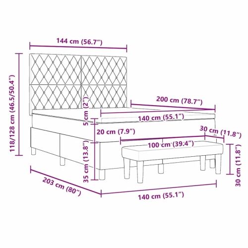Box spring krevet Tamnozelena 200 x 140 cm Baršun - Tamnozelena 140 x 200 cm Kristal s dugmadima Cijena