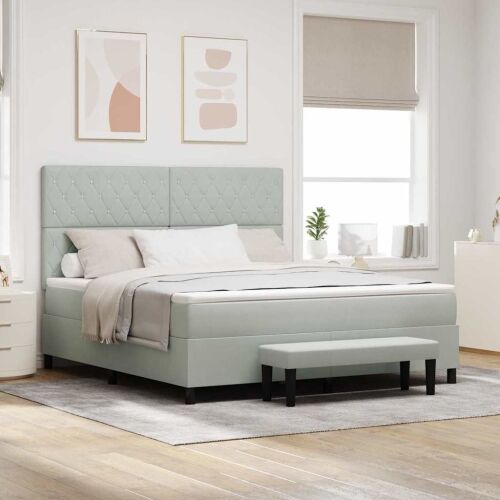Box spring krevet Svjetlosiva 200 x 180 cm Baršun - Svjetlosiva 180 x 200 cm Kristal s dugmadima Cijena