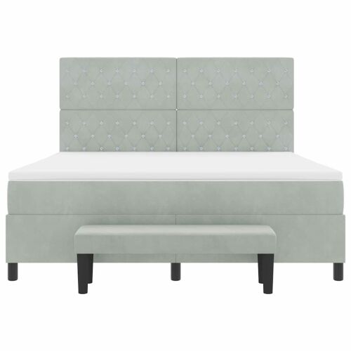 Box spring krevet Svjetlosiva 200 x 180 cm Baršun - Svjetlosiva 180 x 200 cm Kristal s dugmadima Cijena