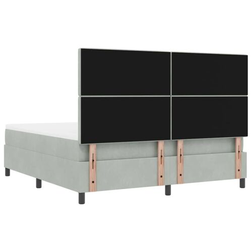 Box spring krevet Svjetlosiva 200 x 180 cm Baršun - Svjetlosiva 180 x 200 cm Kristal s dugmadima Cijena