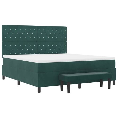 Box spring krevet Tamnozelena 200 x 180 cm Baršun - Tamnozelena 180 x 200 cm Kristal s dugmadima Cijena