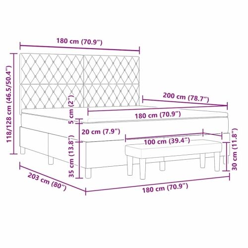 Box spring krevet Tamnozelena 200 x 180 cm Baršun - Tamnozelena 180 x 200 cm Kristal s dugmadima Cijena