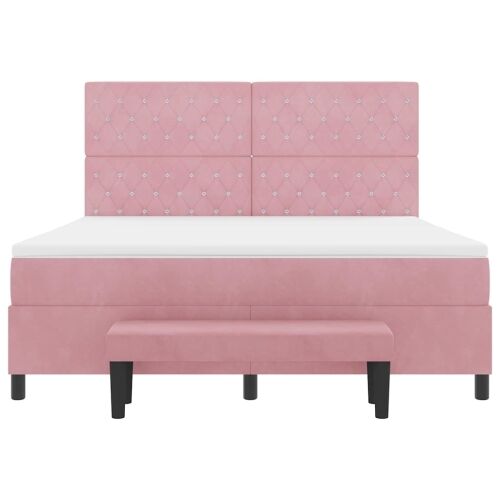 Box spring krevet Ružičasta 200 x 180 cm Baršun - Ružičasta 180 x 200 cm Kristal s dugmadima Cijena