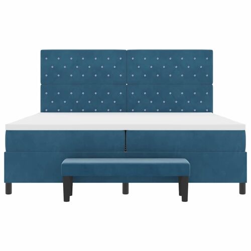 Box spring krevet Tamno plava 200 x 200 cm Baršun - Tamno plava 200 x 200 cm Kristal s dugmadima Cijena