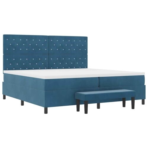 Box spring krevet Tamno plava 200 x 200 cm Baršun - Tamno plava 200 x 200 cm Kristal s dugmadima Cijena