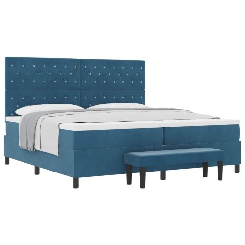 Box spring krevet Tamno plava 200 x 200 cm Baršun - Tamno plava 200 x 200 cm Kristal s dugmadima Cijena