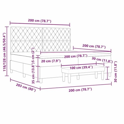 Box spring krevet Tamno plava 200 x 200 cm Baršun - Tamno plava 200 x 200 cm Kristal s dugmadima Cijena