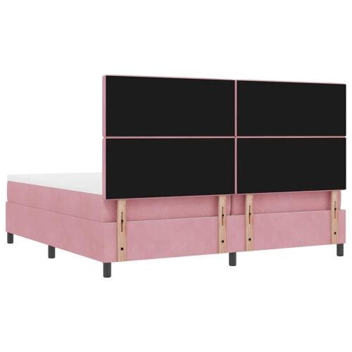 Box spring krevet s madracem Ružičasta 200 x 200 cm Baršun - Ružičasta 200 x 200 cm Kristal s dugmadima Cijena