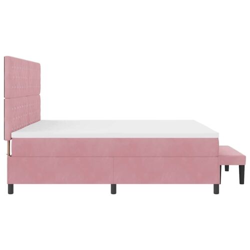 Box spring krevet s madracem Ružičasta 200 x 200 cm Baršun - Ružičasta 200 x 200 cm Kristal s dugmadima Cijena