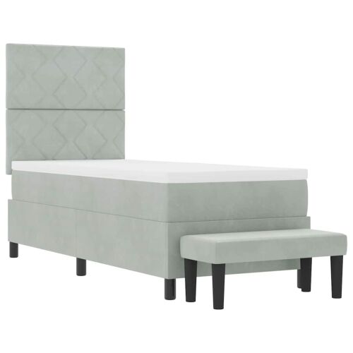 Box spring krevet Svjetlosiva 200 x 80 cm Baršun - Svjetlosiva 80 x 200 cm Dizajn s rombovima Cijena